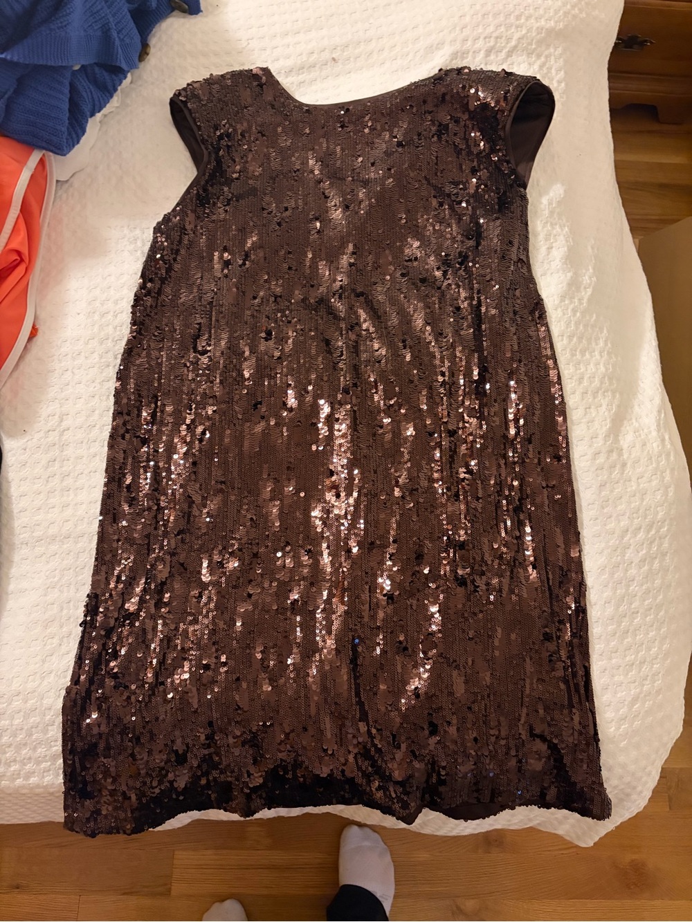 RW&CO. Brown Sequin Shift Mini Skirt